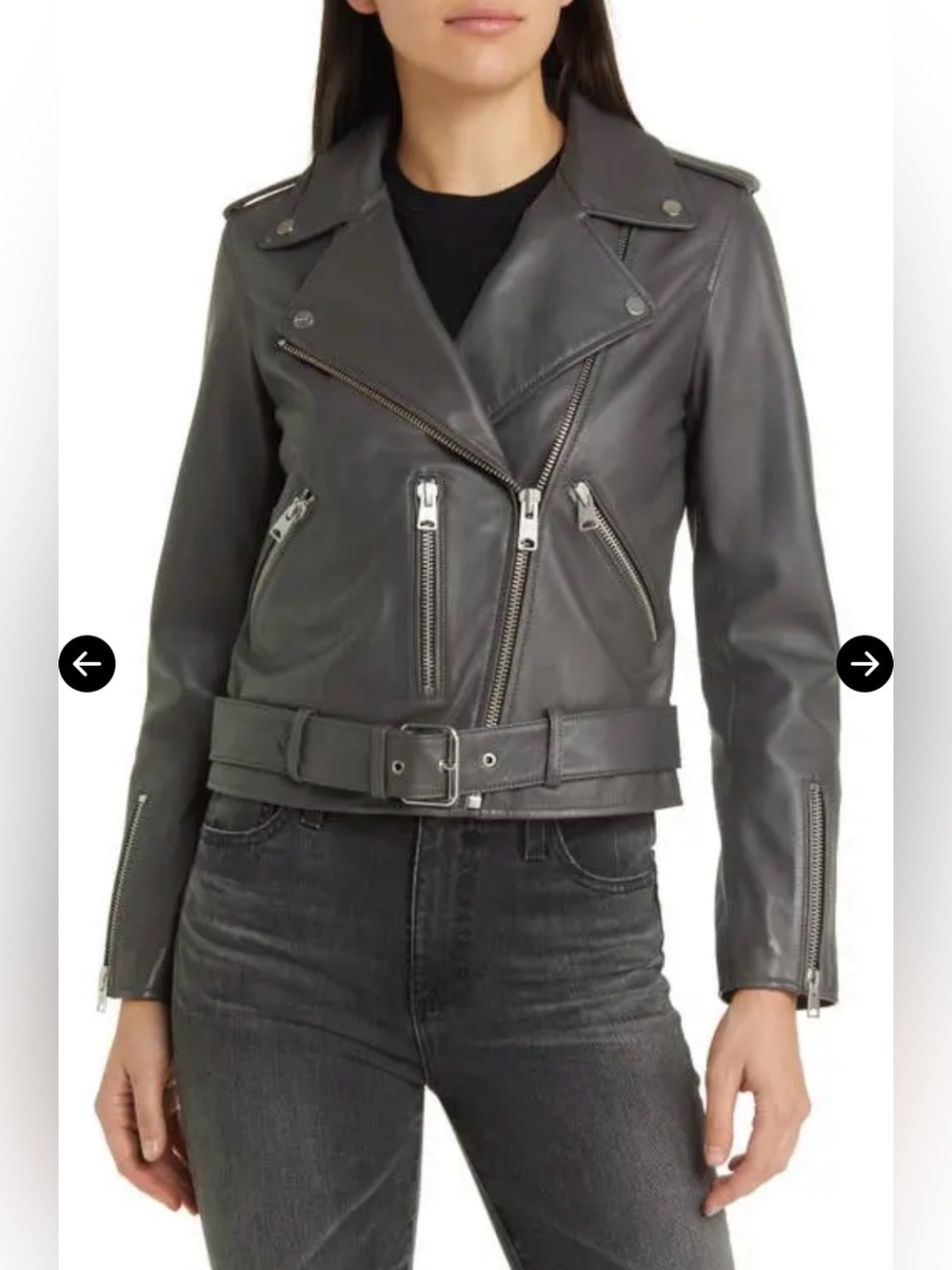Dark Grey All Saints Balfern Jacket 100% lambskin - Picture 3 of 11